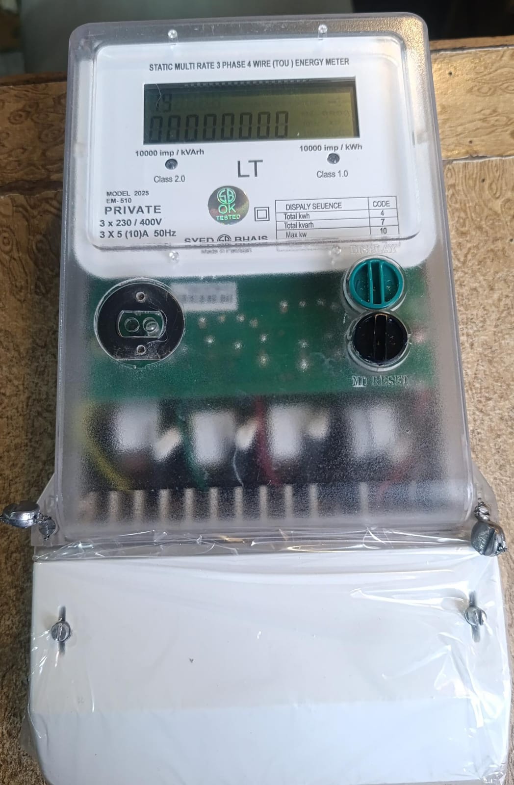 SYED BHAIS Static Multi Rate 3P 4 Wire (TOU) Energy Meter without ct in Pakistan