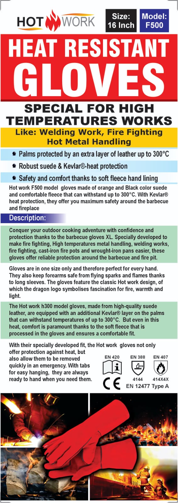 F500 HEAT-RESISTANT GLOVES  for welding and oven cocking work in Pakistan thumbnail 5