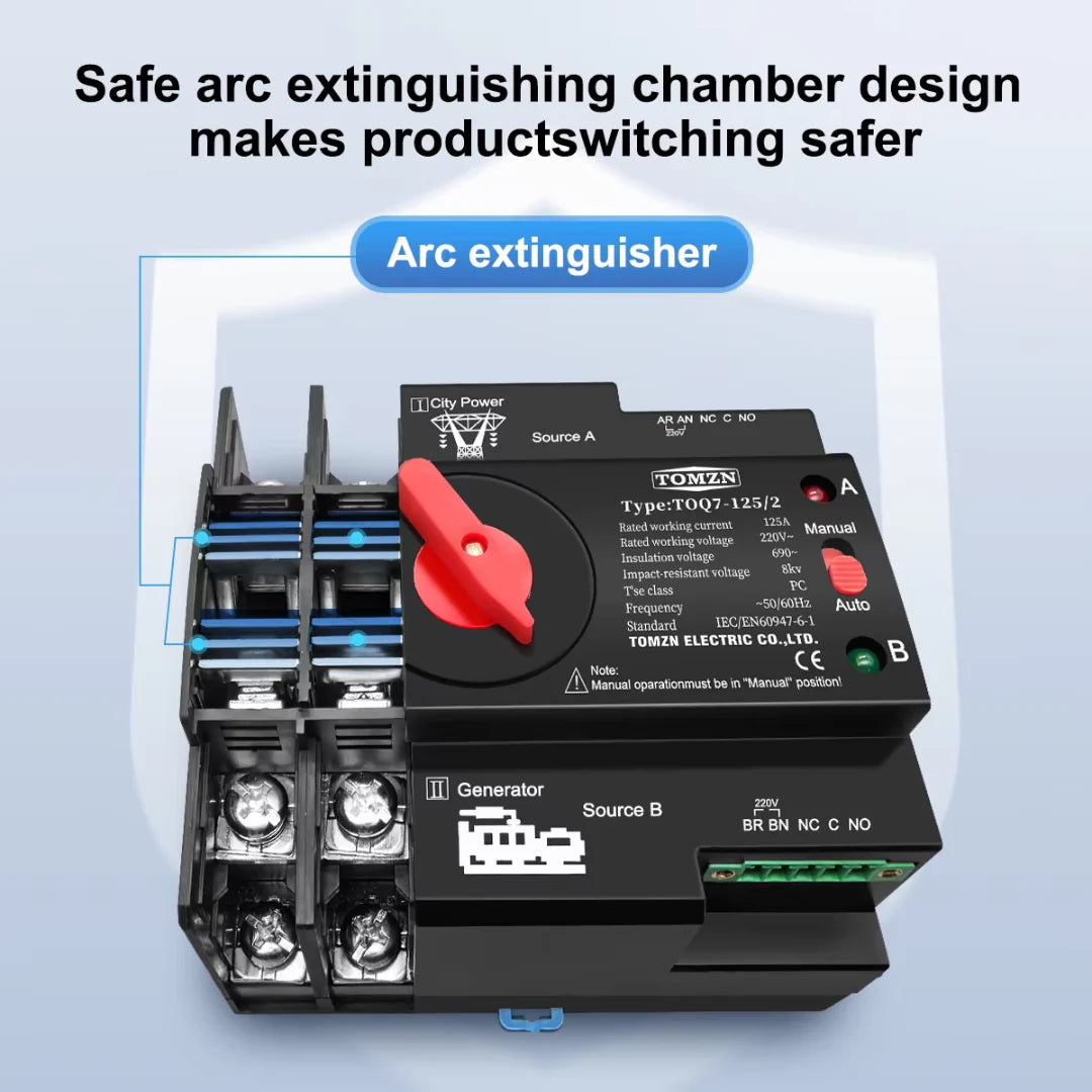 TOMZN TOQ7 AC Single Phase Dual Power Automatic Transfer Switch ATS in Pakistan - 2pole thumbnail 6