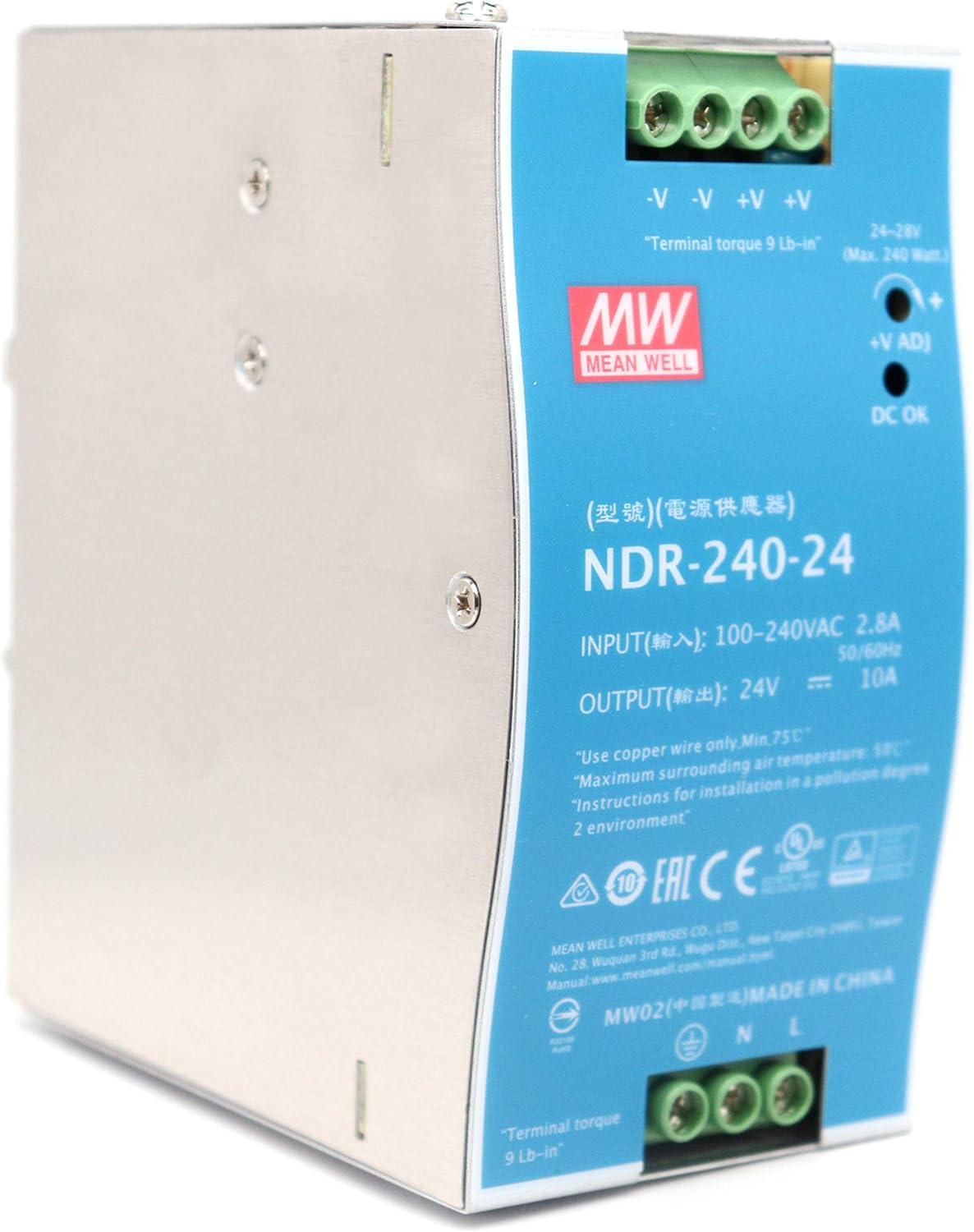 MEAN WELL NDR-240-24 24VDC 10A 240W Industrial DIN Rail Power Supply in Pakistan - NDR-240-48 thumbnail 3