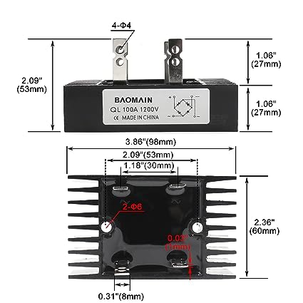 Baomain Metal QL100A 100A Amp Diode Bridge Rectifier in Pakistan thumbnail 5