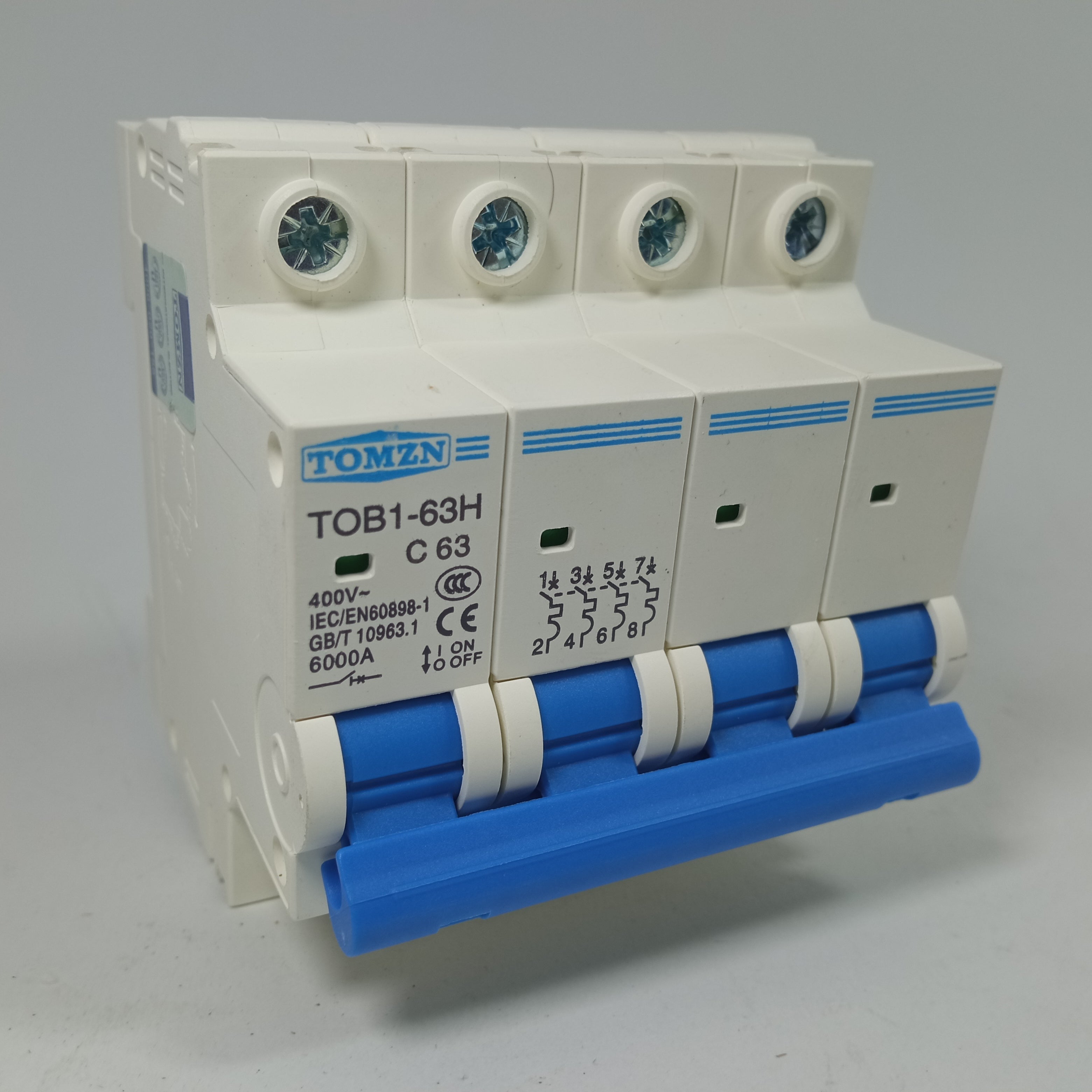 TOMZN TOB1-63H4P AC MCB C Type 230/400V~ 50HZ/60HZ 63A Mini Circuit Breaker in Pakistan - 40A thumbnail 2