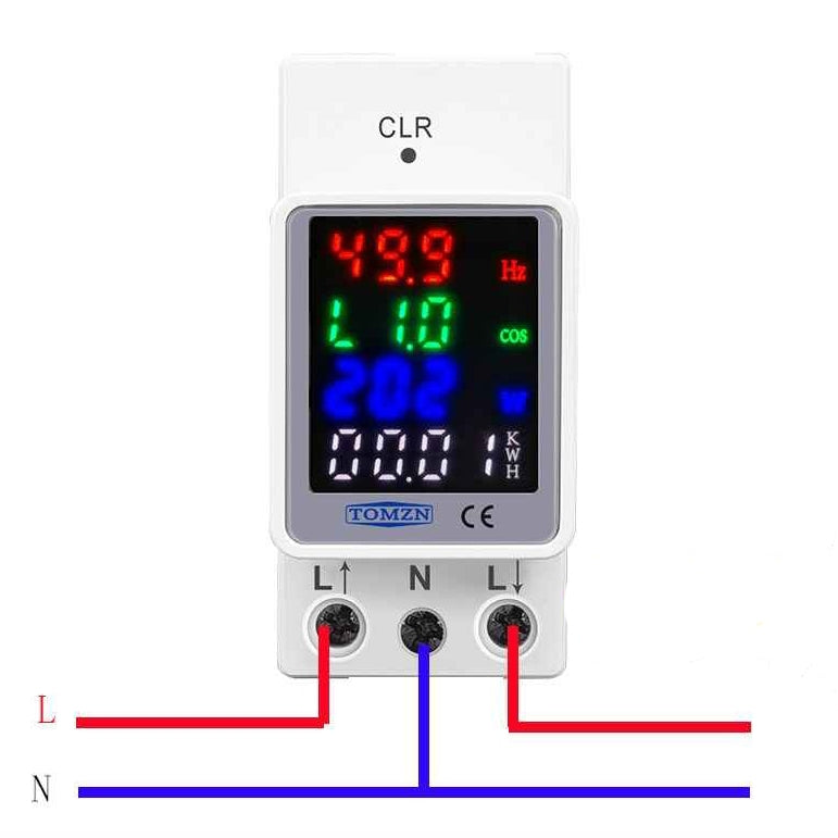 TOMZN 6IN1 din rail AC 220V 100A Voltage Current KWH Electric energy monitor meter in Pakistan thumbnail 3