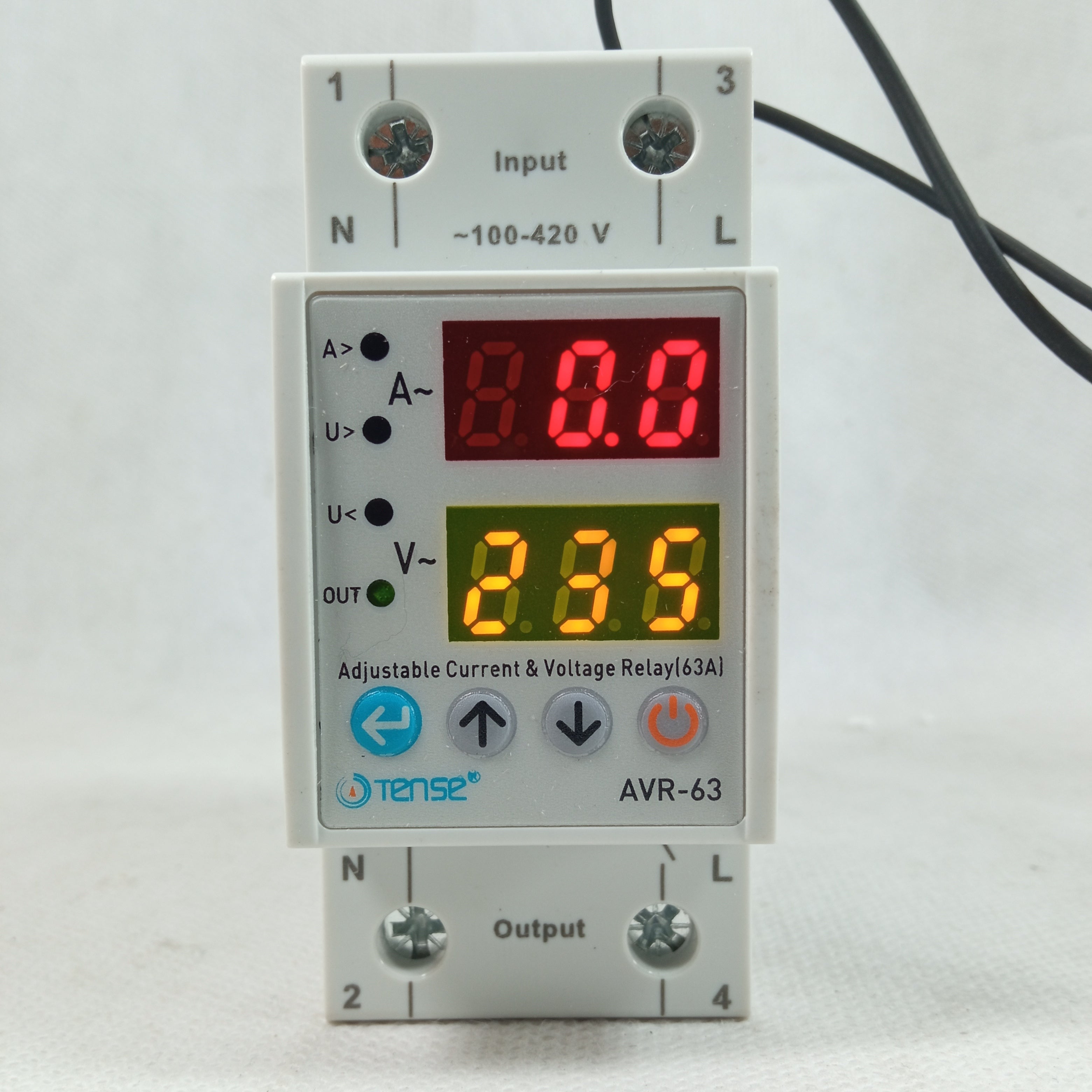 Tense 63A VA Adjustable Over and Under Voltage Protector Device AVR-63 in Pakistan thumbnail 3