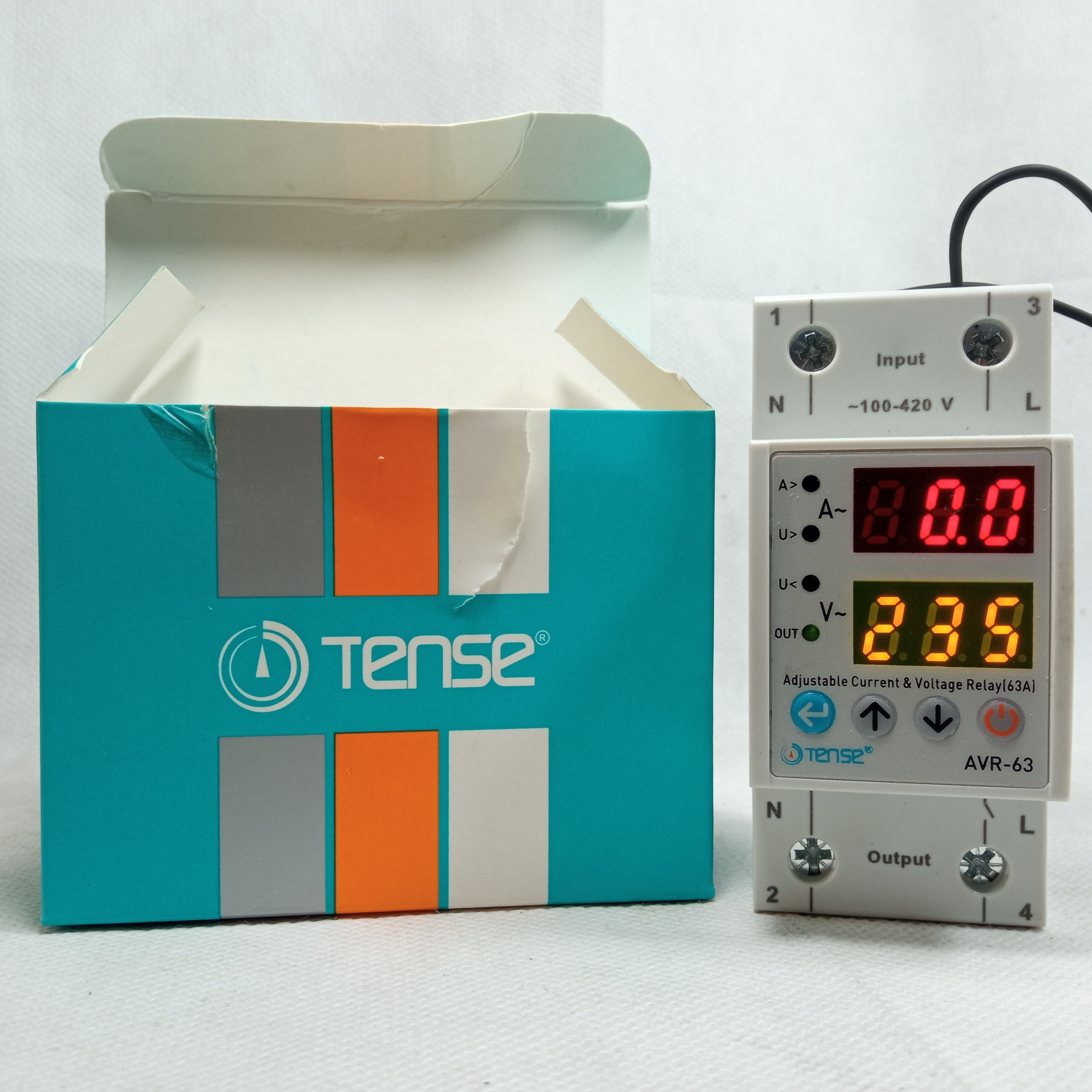 Tense 63A VA Adjustable Over and Under Voltage Protector Device AVR-63 in Pakistan thumbnail 4