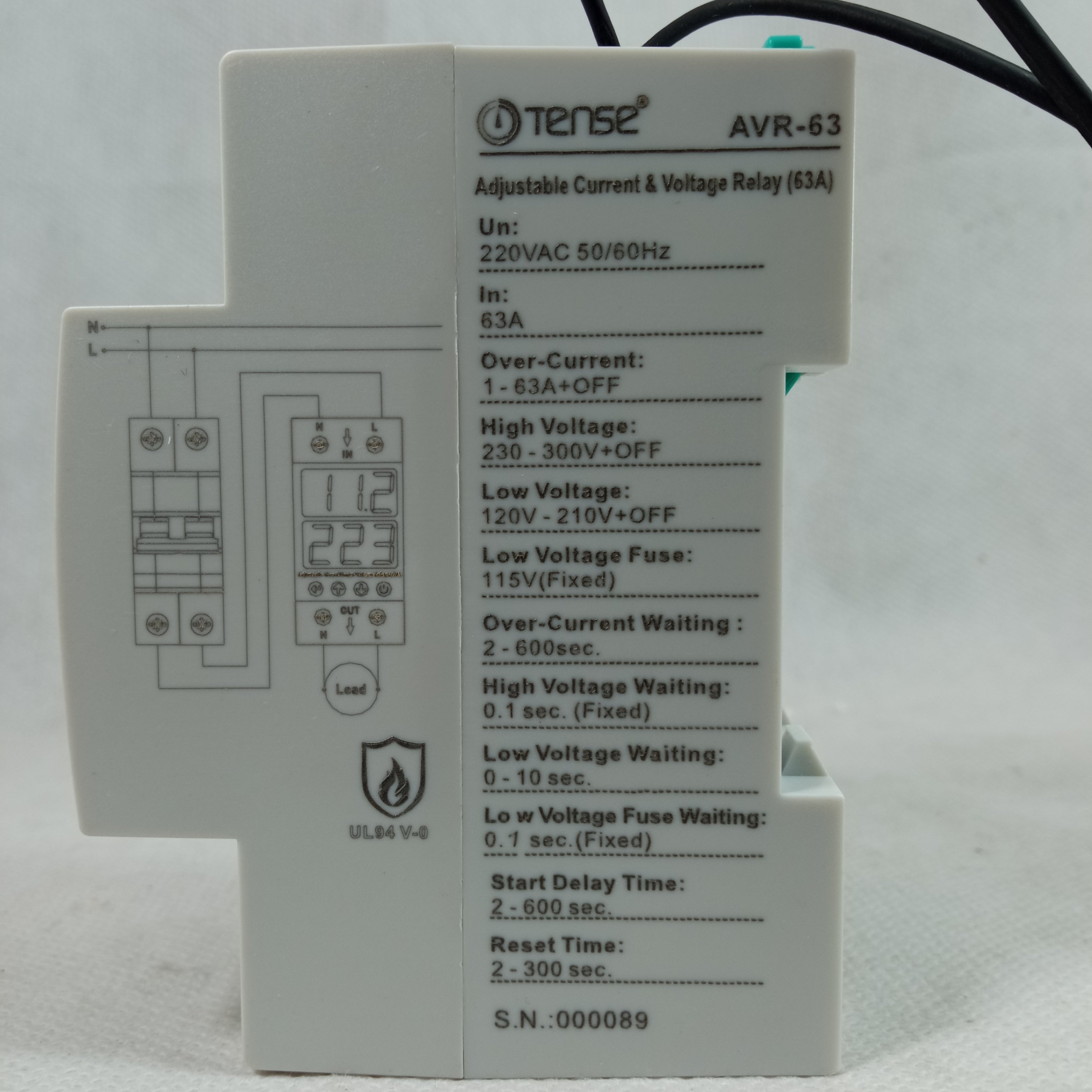 Tense 63A VA Adjustable Over and Under Voltage Protector Device AVR-63 in Pakistan thumbnail 5