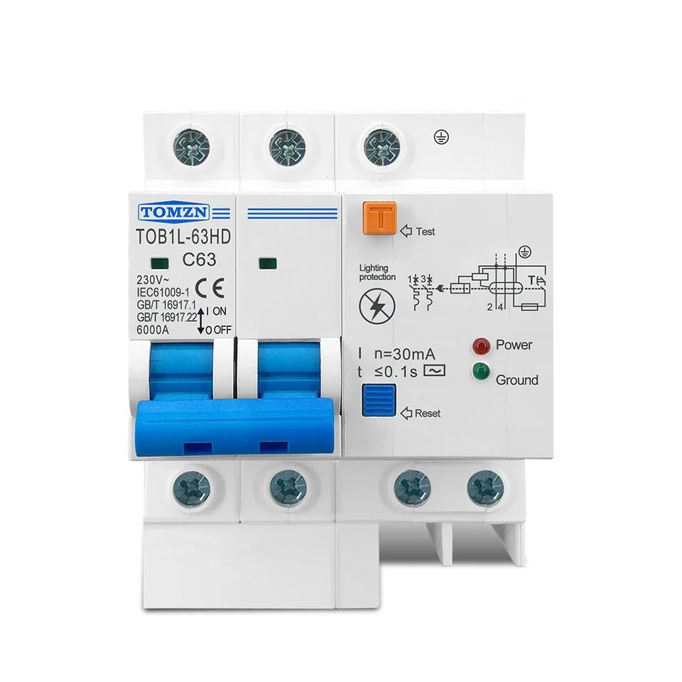 TOMZN  63A Main switch with surge protector RCBO MCB with Lightning protection SPD in Pakistan