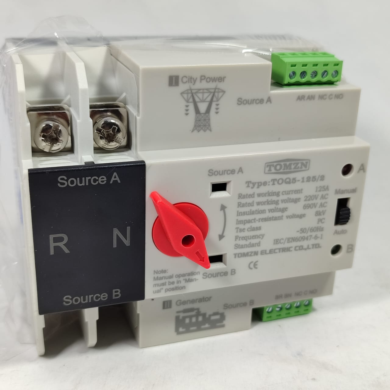 TOMZN Dual Power Automatic Transfer Switch TOQ5-125/2 tomzn ATS in Pakistan - 125A