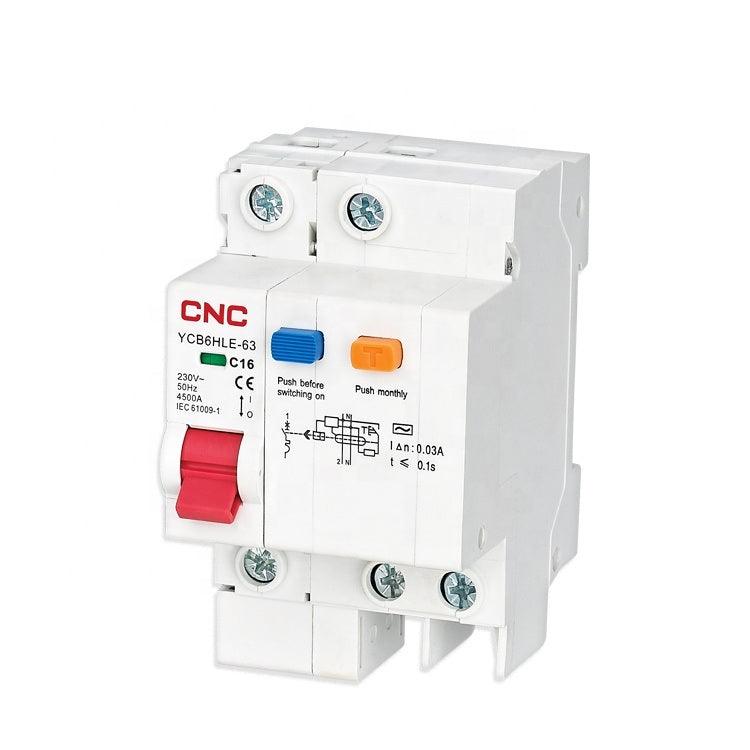 CNC Residual Current Circuit Breakers YCB6HLE-63 in Pakistan - 1P + N / 16A