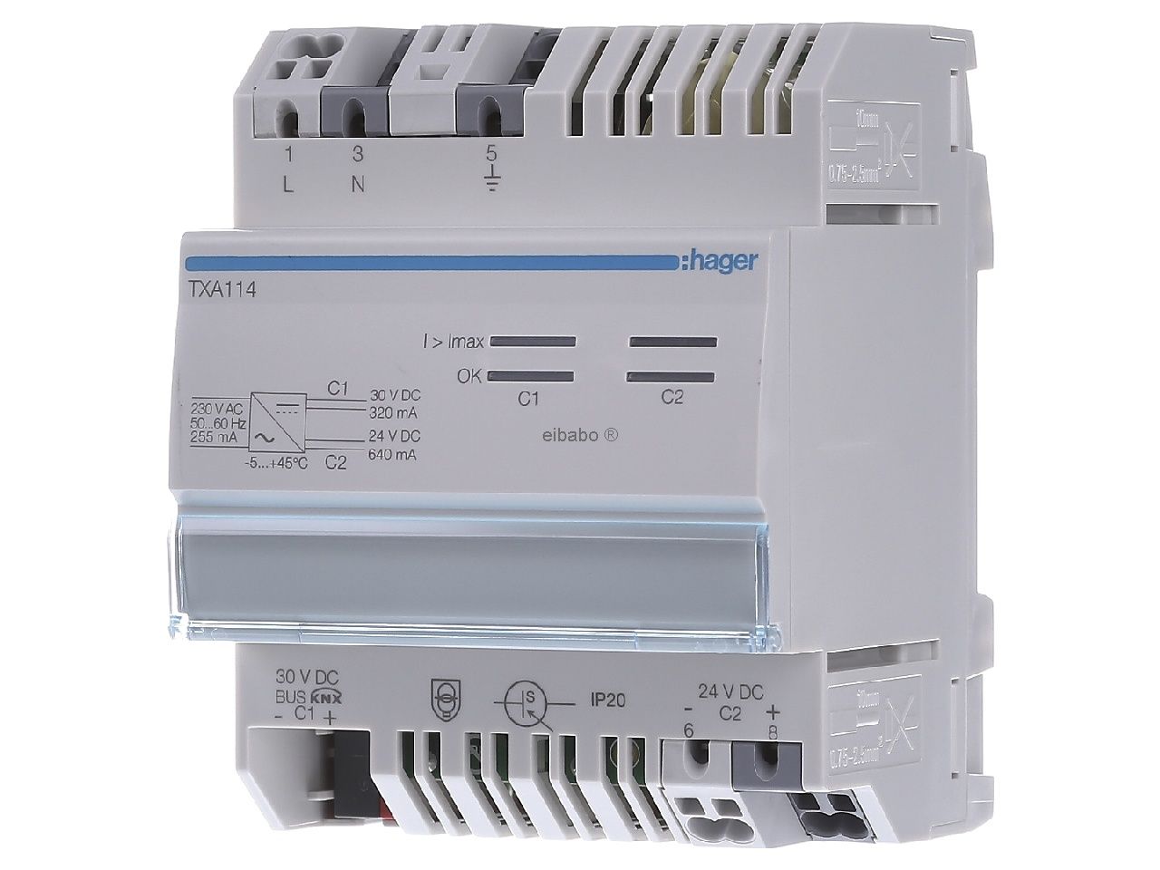 Hager TXA114 KNX Power Supply 2 Outputs 320mA 24VDC in Pakistan thumbnail 2