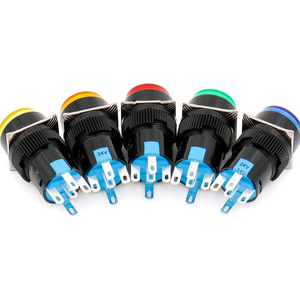 16mm Push Button Switch Momentary Round Cap LED Lamp in Pakistan - Orange thumbnail 2