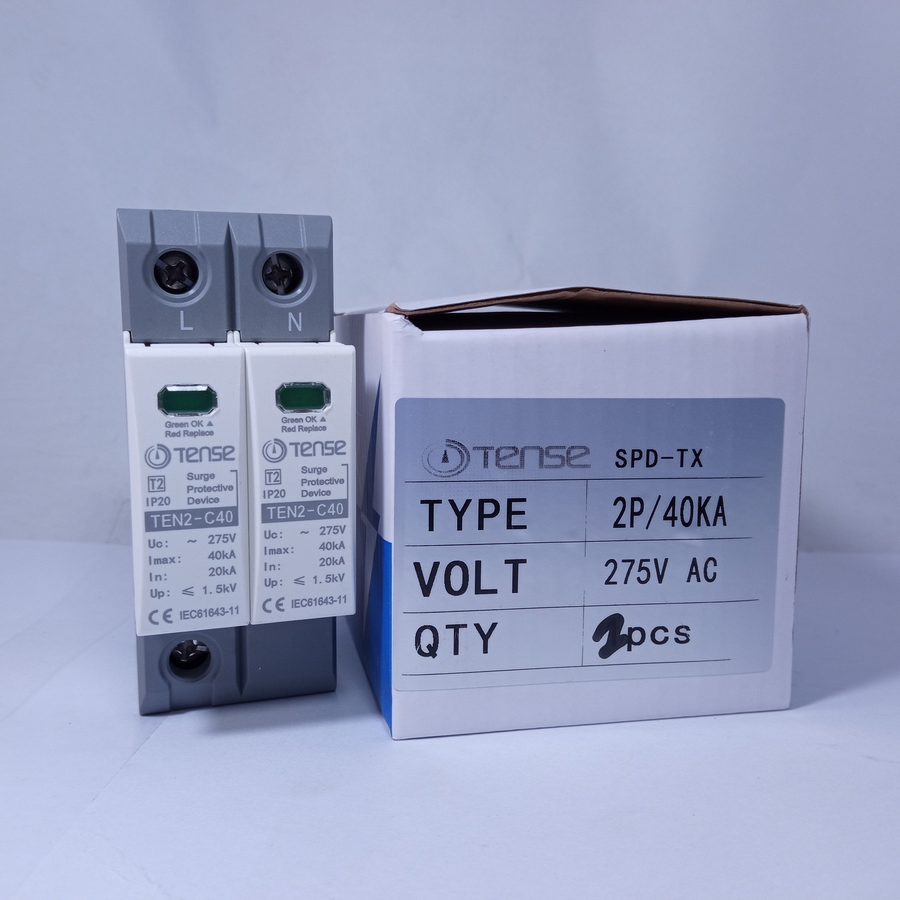 Surge Protective Device IP20 TEN2-DC40 40KA 2 Pole AC TENSE in Pakistan - Simple