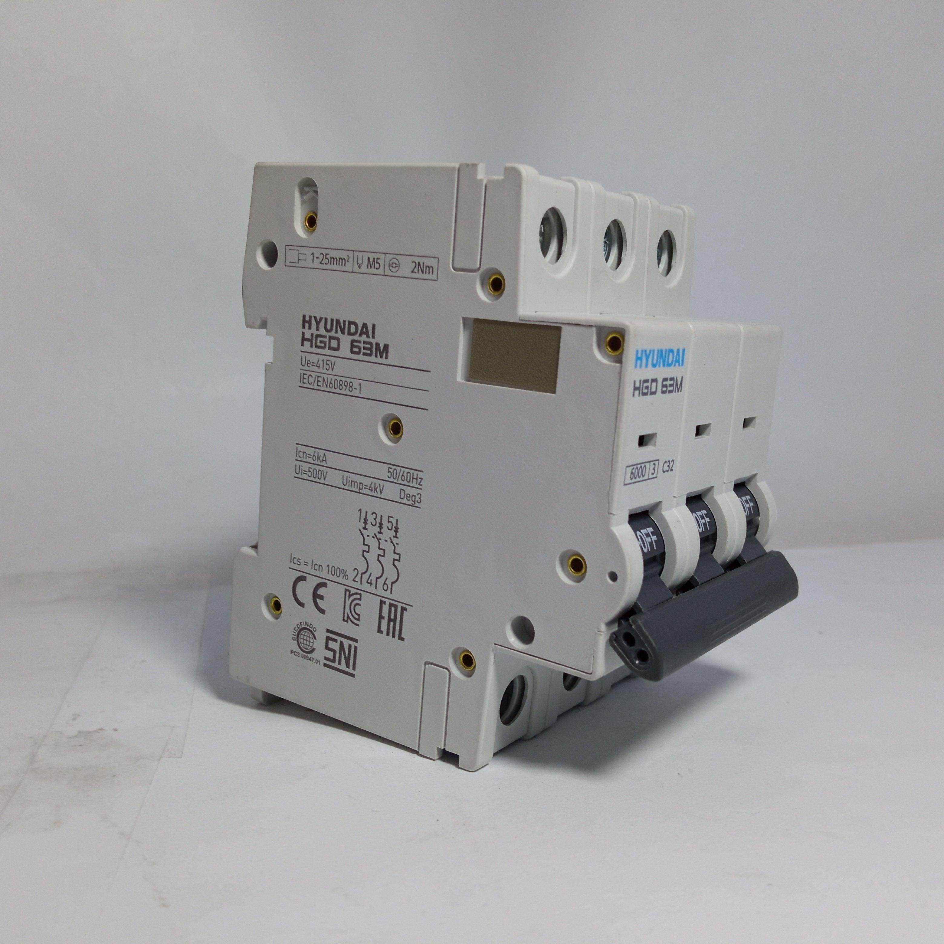 Magneto-Thermic Switch Breaker 3 Pole HGD 63M 32A HYUNDAI in Pakistan - 63A thumbnail 4