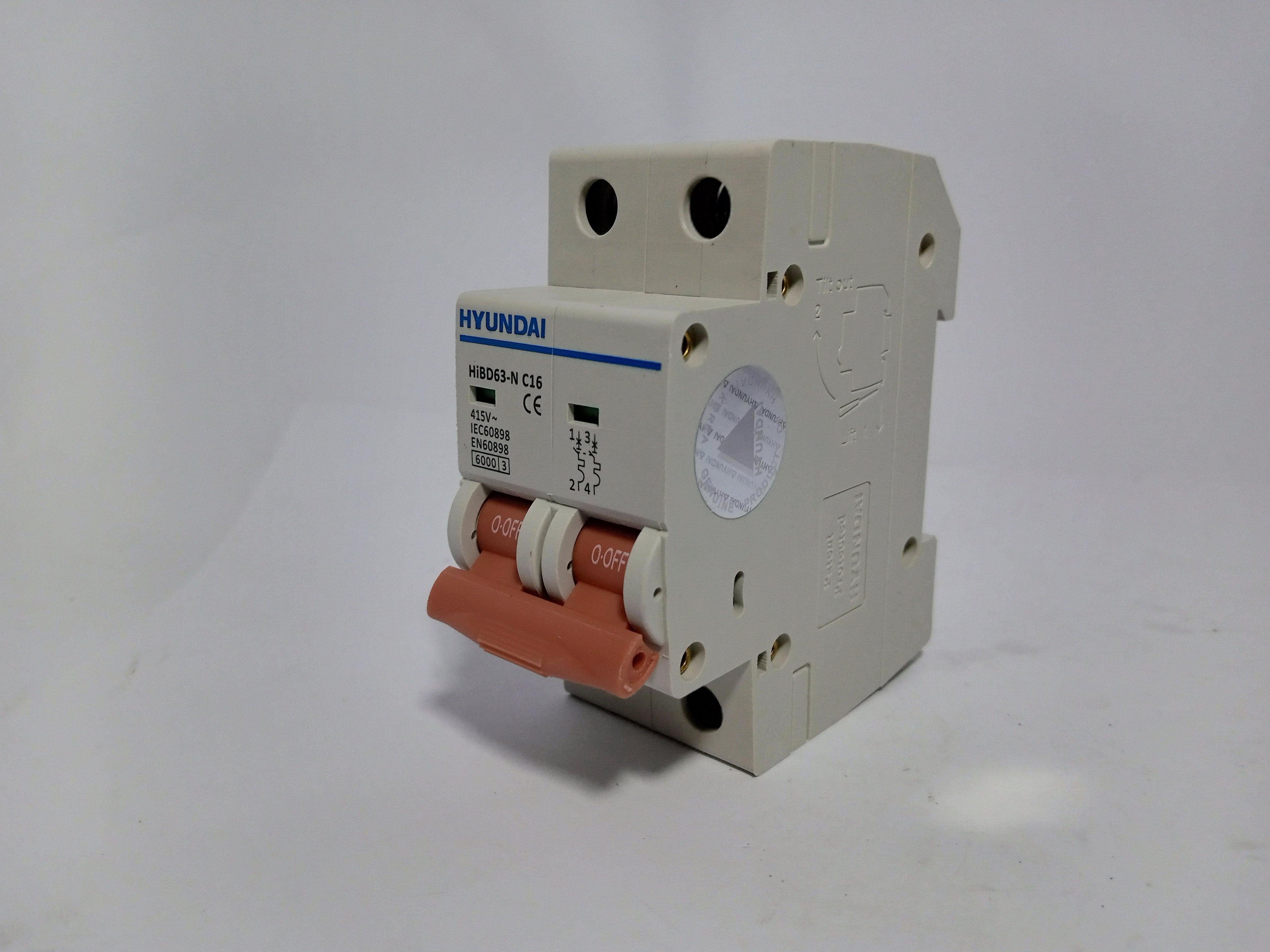 HYUNDAI Miniature Circuit Breaker 2Pole EN60898 415V (HIBD63) - 16A thumbnail 2