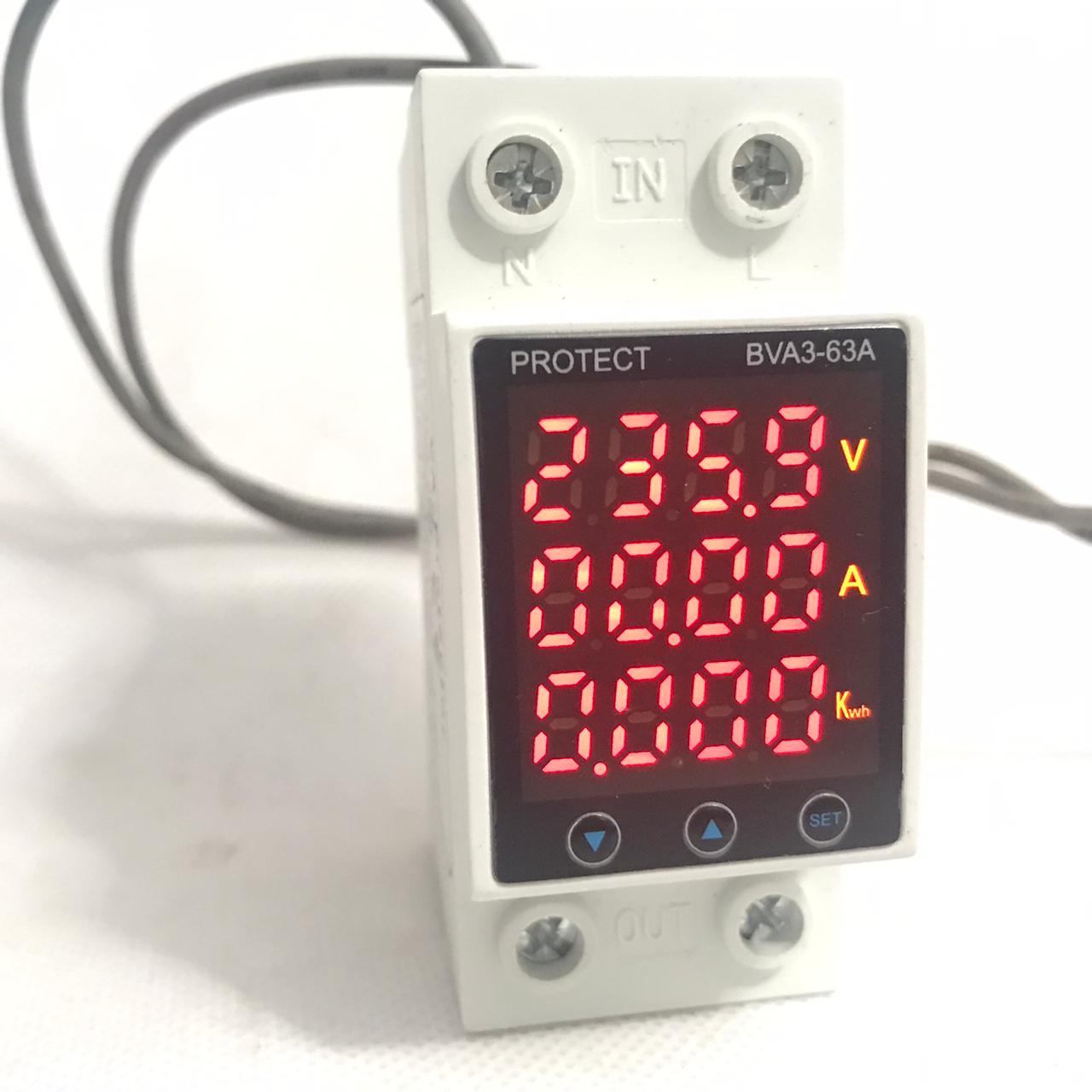Tense VA Protector 3 in one 63A 220V Adjustable Over and Under Voltage Protector Device in Pakistan