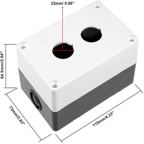 2 Hole Push Button Switch Control Box Case  22 mm Diameter Gray Plastic - 1 hole thumbnail 2