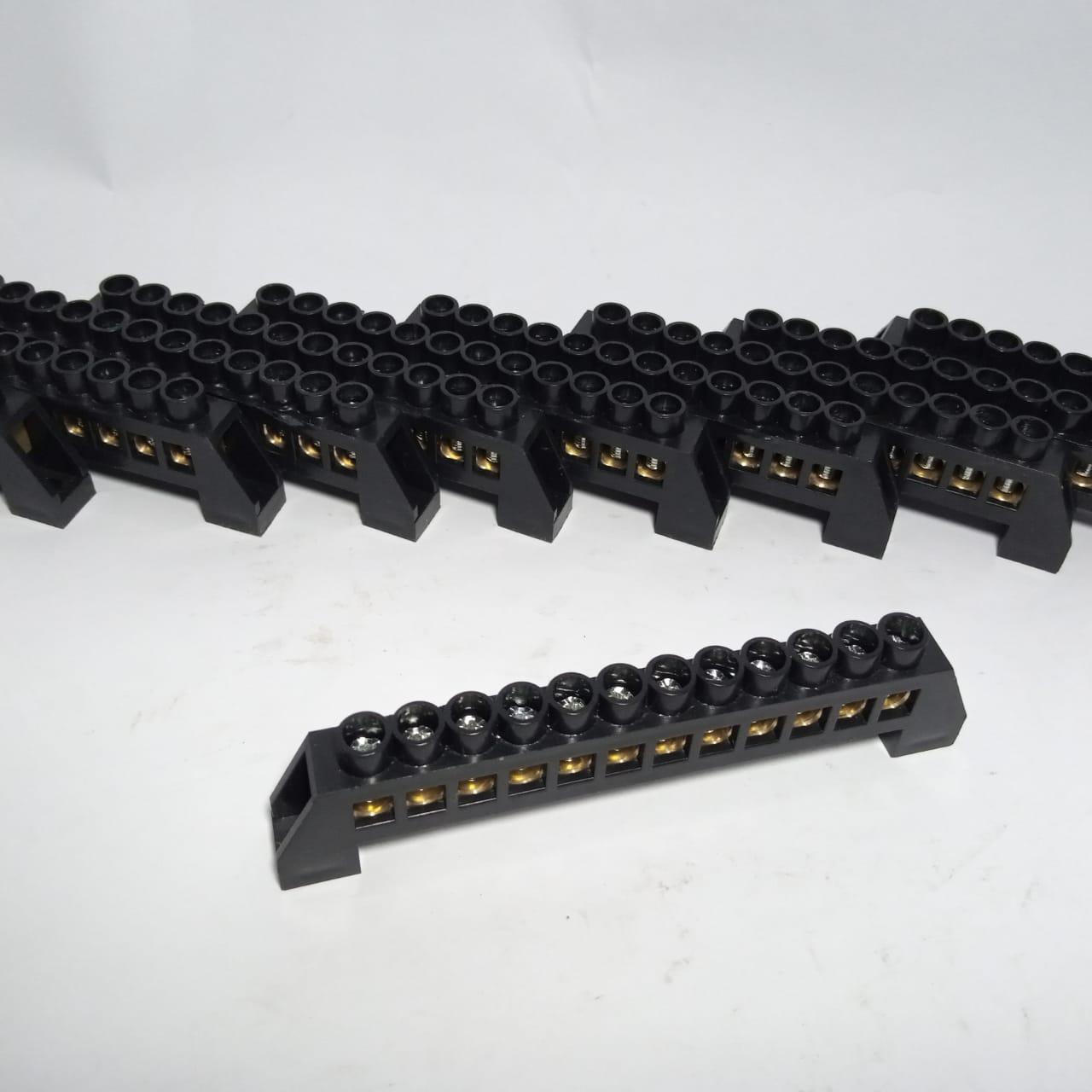 12 Wire Connection Screw Terminal Strip Copper terminal BLACK thumbnail 3
