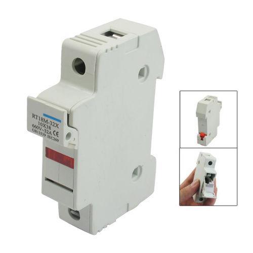 Rt18-32x AC 380v 32a 1 Pole 10x38mm DIN Rail Mount Fuse Holder Base - 15A